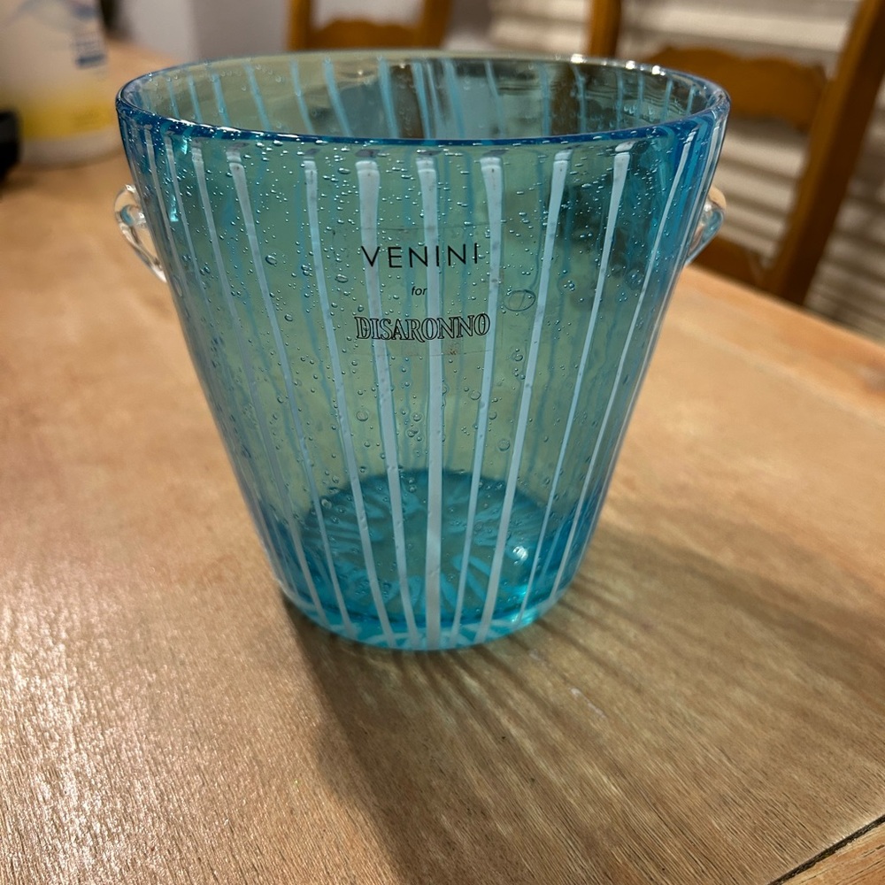 Venini Blue Striped Glass Vase